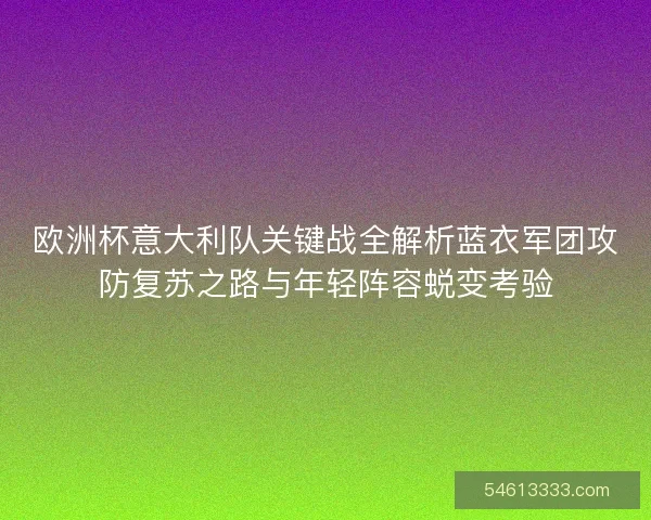 欧洲杯意大利队关键战全解析蓝衣军团攻防复苏之路与年轻阵容蜕变考验